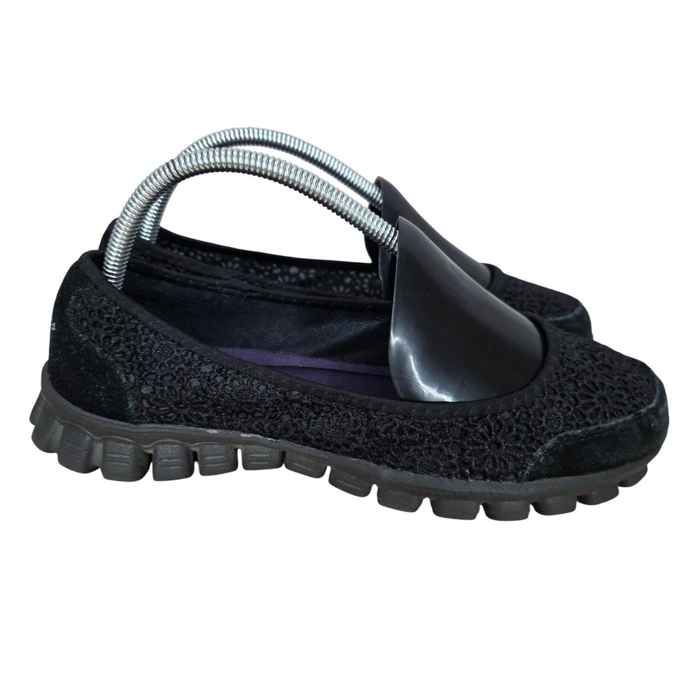 Skechers EZ Flex 2 Sweet Pea Flats Womens 8.5 Black Crochet Slip On Shoes 22625